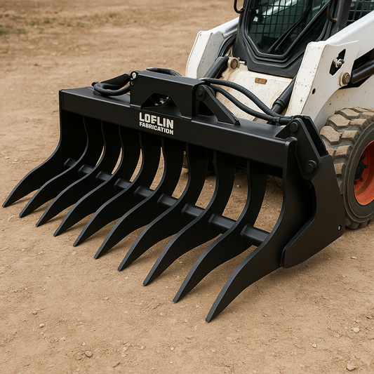 Loflin Fabrication | Root Rake | 60", 66", 72", 78", 84", 96" Width | Heavy-Duty Steel | For Skid Steer