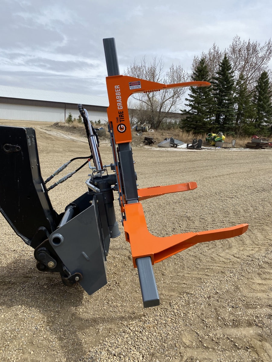 The Tire Grabber Tire Handler | Model TG4000 | Width 83" | Capacity 4000 lb | 10 To 20 GPM | 40 To 100 HP | For Skid Steer, Tractor & Loader