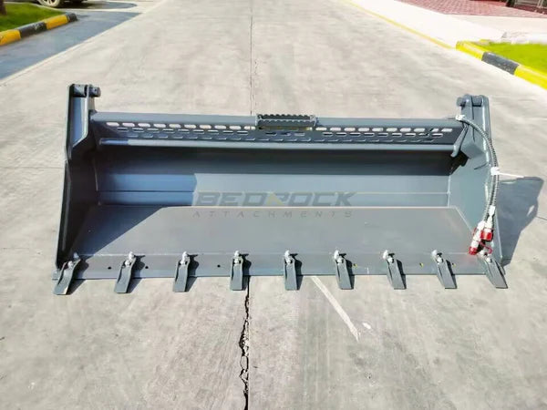 Bedrock Attachments Multipurpose Bucket with Teeth | Width 84" | 9 Teeth | Hydraulic Flow Range: 15-25 GPM | For Skid Steer