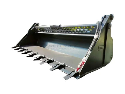 Bedrock Attachments Multipurpose Bucket with Teeth | Width 84" | 9 Teeth | Hydraulic Flow Range: 15-25 GPM | For Skid Steer
