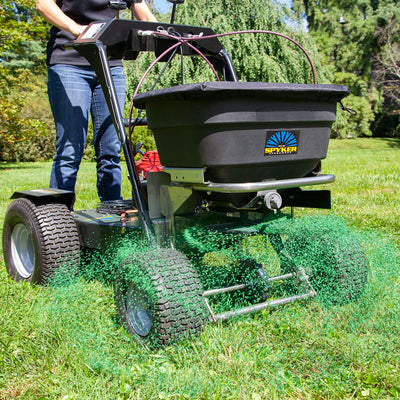 Spyker Ride-On Spreader w/ Honda Engine | Hopper Capacity 120 lb | 4.4 HP | Spread Width 12' | Hydrostatic Rear-Wheel Drive