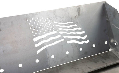 Swisher Eagle & Flag Fire Pit and Firewood Utility Cart | Fire Pit 32" L x 30" W x 15" H | Firewood Cart 24" W x 26" L x 39" H | Heavy Duty Steel | 200 lb Capacity