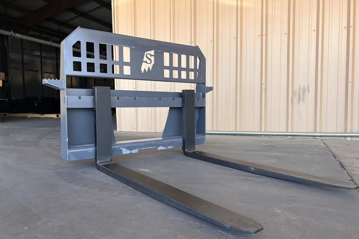 Solesbee’s Heavy-Duty Pallet Forks | SPF Series | Tine Length 48"-72" | Hydraulic Flow Range 15 – 25 GPM | For Skid Steers
