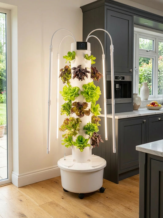 Lyine Vertical Hydroponic Tower | Model 4P6 Touchscreen Version | Height 61" | 24 Plant Sites | For Indoor Growing System