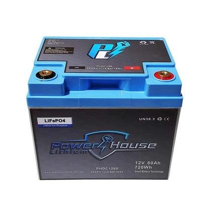 Power House Lithium 12V 60Ah Deep Cycle Battery | Model PH1260 | 768 Wh | For Marine Electronics