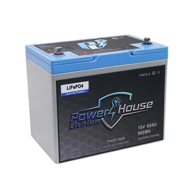 PowerHouse Lithium 16V 60Ah Deep Cycle Battery | Model PH1660 | 960Wh | For Marine Electronics
