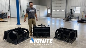 Ignite Attachments Mini Rake Grapple | Width 36" | Horsepower 20–30 HP | Hydraulic Flow 5–15 GPM | For Mini Track Loaders