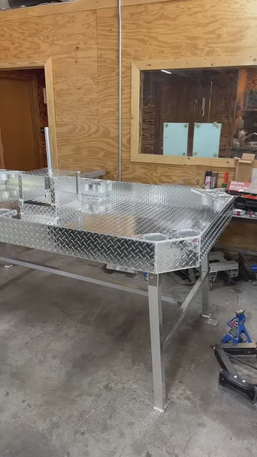 Aluminum Outfitters Crawfish Tables | Heavy-Duty Aluminum Build | Width 48" | Length 96" | For Catering, Events & Backyard Boils