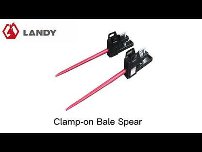 Landy Attachments Clamp-On Bale Spear | Spear Length 43" | 8-30+ GPM | 20-35 HP | For Loaders, Tractors & Skid Steers