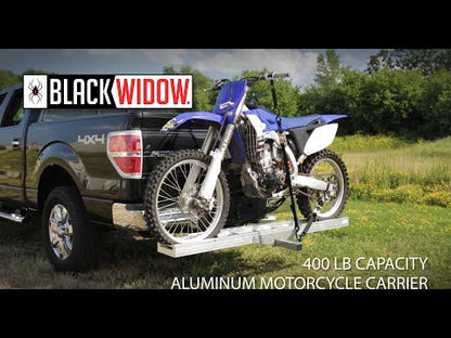 Black Widow Nonfolding Dirt Bike Carrier | Model AMC-400 | Track Width 5.5" | Capacity 400 lb. | For Class III–IV 2" Hitch Dirt Bikes, eBikes & Fat Tire Transport