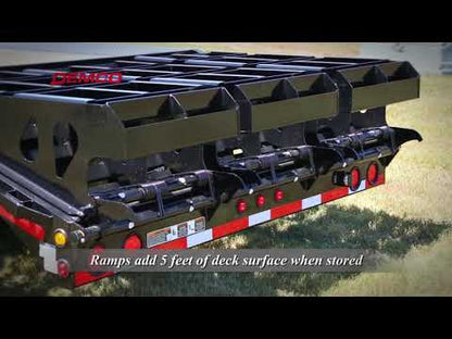 Demco Tandem Axle Drop Deck Trailers + 5' Beaver Tail with Twin Ramps | Model DD40-5 & DD45-5 | Length 40ft To 45ft | For Tractors