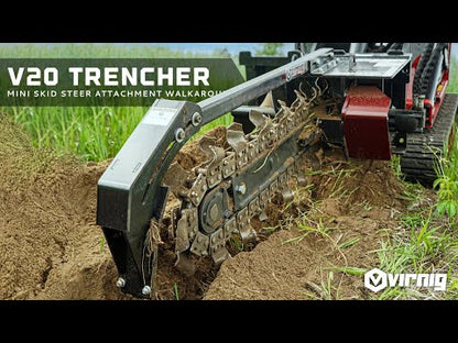 Virnig V20 Mini Skid Steer Trencher | Models CTRN36-18 & CTRN48-18 | 36" To 48" Dig Depth | Hydraulic Flow 10 To 18 GPM | For Mini Skid Steers