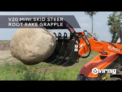 Virnig V20 Mini Skid Steer Root Rake Grapple | Models CRG36, CRG42 & CRG48 | Widths 36" To 48" | Hydraulic Flow Range 15 To 25 GPM | For Mini Skid Steers