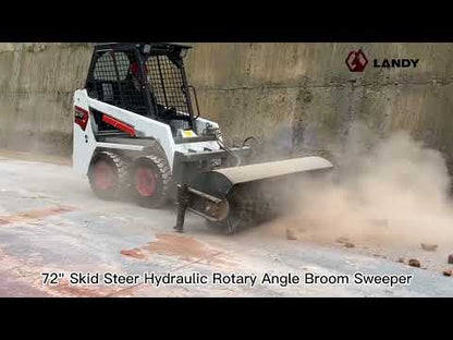 Landy Attachments Angle & Box Broom Sweeper | Sweeping Width 72" | 15 GPM | 15-20 HP | For Skid Steers, Tractors & Loaders
