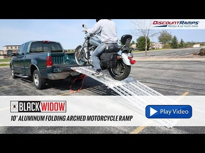 Black Widow Motorcycle Trailer Transport Kit | Models MTK3 & MTK3T | 10' Bi-Fold Ramp 38" Wide | Capacity 1,500 lb | Horsepower 4 To 90+ HP | For Truck & Trailer Motorcycle Transport