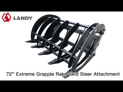 Landy Attachments Root Grapple Rake | Width 72" | 16 GPM | 20-35 HP | For Skid Steers, ATVs, UTVs, & Tractors