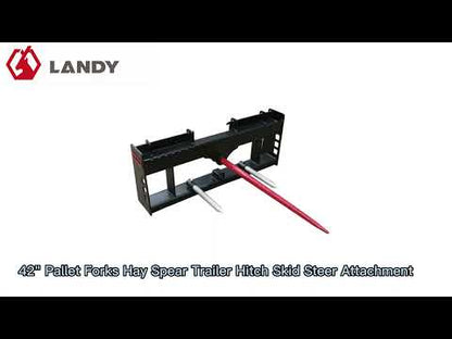 Landy Attachments Bale Spear | Model S-HS1240 | Frame Width 49" | 8-30+ GPM | 20-35 HP | For Skid Steers & Tractors