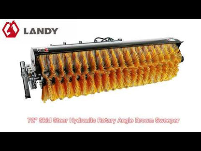 Landy Attachments Angle & Box Broom Sweeper | Sweeping Width 72" | 15 GPM | 15-20 HP | For Skid Steers, Tractors & Loaders