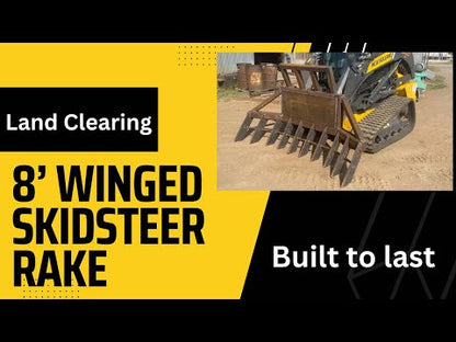 Hebbronville Machine Shop 8' & 12' Winged Skid-Steer Stacking Rakes For Dozer