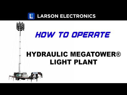 Larson Electronics 77' Hydraulic Megatower™ Light Plant - 33' Trailer - (20) 500W LED Fixtures - 20KW Genset w/ 110 Gal