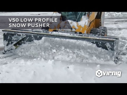 Virnig V50 Low Profile Snow Pusher | Models LSWP84, LSWP96, LSWP108 & LSWP120 | Widths 92.3" To 124.5" | Hydraulic Flow Range 15 To 25 GPM | For Skid Steer