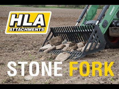 HLA Attachments Stone Fork Retainer Type Less Mount | Model 98"-103"-108" HD | For Skid Steer