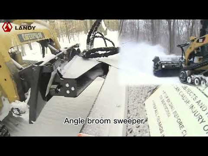 Landy Attachments Angle & Box Broom Sweeper | Sweeping Width 72" | 15 GPM | 15-20 HP | For Skid Steers, Tractors & Loaders