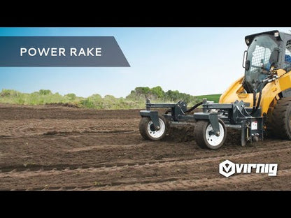 Virnig Power Rake | Models PWR72 & PWR90 | Widths 72" To 90" | Hydraulic Flow 15 To 25 GPM | For Skid Steer