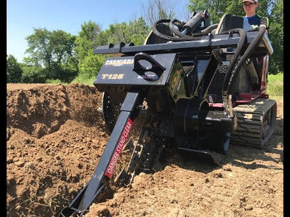 Premier Duo-Tach® Trencher Attachment | T100-I & T125-I Models | Chain Widths 4”, 6”, 8”, 10”, & 12” | For Skid Steer Loaders & Mini Skid Steers