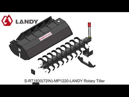 Landy Attachments Rotary Tiller | Tilling Width 72" | 20 GPM | 20-35 HP | For Skid Steers, UTVs, ATVs & Tractors