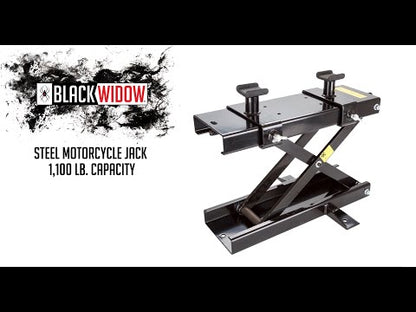Black Widow Motorcycle Jack Lift | Model MC-JACK | Size 6" Wide | Capacity 1,100 lb | For Street, Cruiser, Touring & Sport Motorcycles