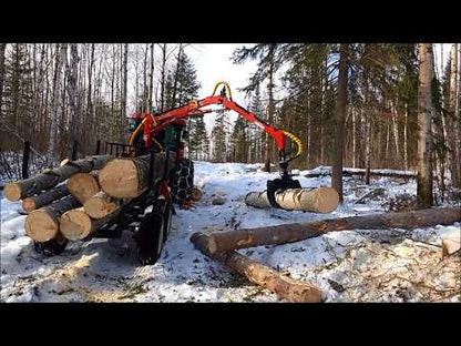 Woody Equipment 10′ Road Trailer Model 10-66 HV-R with Gooseneck Log Loader Model 115 HD & 130 HD | Pull Type | For Small Trucks & Tractors