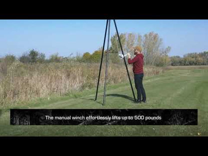KShot Tripod Game Hoist W/ Gambrel | Model DRC-DTP-V2 | Height 107" | Capacity 500 lb | For Hunting & Field Dressing