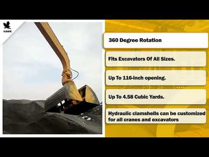 Hawk Excavator Rotating Clamshell Bucket | Model RCB50 | Width 33.5" | 0.5 yd³ Capacity | 5–10 Ton | For Excavators