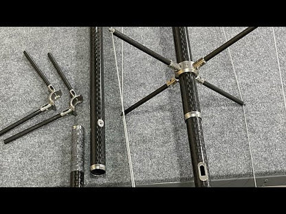 Marsh Tacky Outriggers NEW! “XTS Series” Single Spreader Supported Super Titanium Internally Rigged Carbon Fiber Outriggers (21ft or 23ft sets)