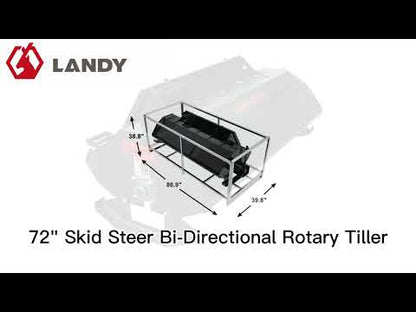 Landy Attachments Rotary Tiller | Tilling Width 72" | 20 GPM | 20-35 HP | For Skid Steers, UTVs, ATVs & Tractors