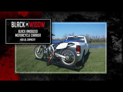 Black Widow Pro Dirt Bike Carrier | Model AMC-400-PRO | Track Width 5.5" | Capacity 400 lb | Fits Class III & IV 2" Hitch Receivers