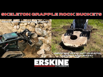 Erskine Industrial Skeleton Heavy Duty Grapple Rock Bucket | 72" & 84" Model | With Flat Faced Couplers | For Skid Steer