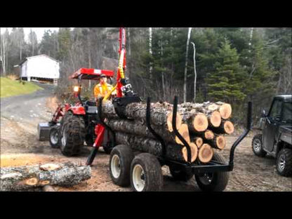 Woody Equipment 12′ Forestry Trailer Model 12-86 with Gooseneck Log Loader Model 150-HD | Pull Type | For Tractors