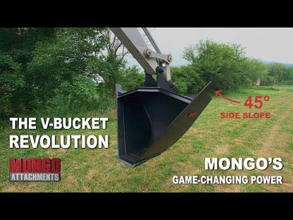 Mongo Attachments V Bucket | Model MVB‑8 | Trench Width 12.5″ | Top Width 63″ | High‑Durability Trenching Attachment | 6–9 Ton | For Excavators