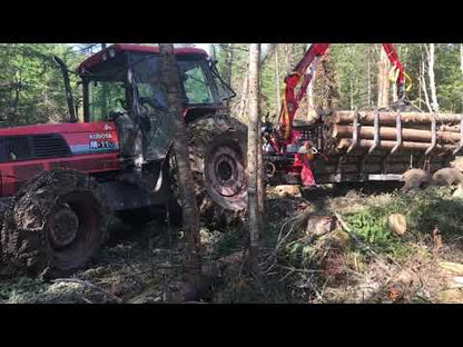 Woody Equipment 16′ Forestry Trailer Model 16-86 HV with Gooseneck Log Loader Model 170-HD | Pull Type | For Trucks, Skidders & Tractors