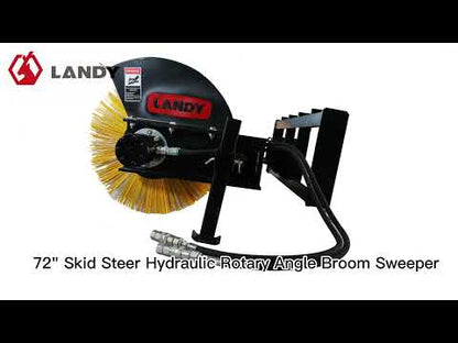 Landy Attachments Angle & Box Broom Sweeper | Sweeping Width 72" | 15 GPM | 15-20 HP | For Skid Steers, Tractors & Loaders
