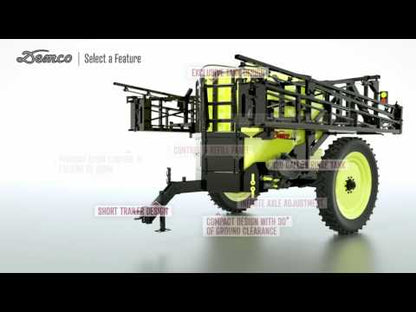 Demco | Big Wheel Sprayer | Models 1050 & 1250 Gallon | Hydraulic Boom Width 80′ & 90′ | Horsepower 150 To 200+ HP | For Tractor