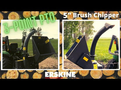 Erskine 3-Point PTO Brush Chipper | Maximum Chipping Capacity 5" & 9" | Horsepower 25-60 HP | For Tractor