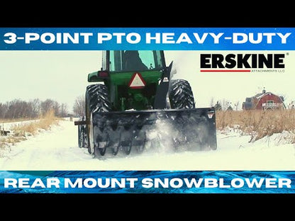 Erskine 3-Point PTO Heavy Duty Rear Mount Snowblower | RM-925, RM-965, & RM-1085 Model | With Hydraulic Deflector | For Tractor