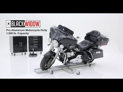 Black Widow Professional Aluminum Motorcycle Dolly | Model BW-PRO-DOLLY | Track Length 89" | Capacity 1,500 lb | For Street, Touring & Cruiser Motorcycles
