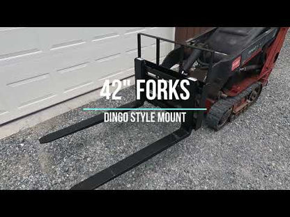 Express Steel Toro Dingo Pallet Forks | SKU ES60410 | Fork Length 36"–48" | Frame Width 36" | Hydraulic Flow 8–15 GPM | For Mini Skid Steers