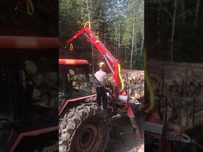 Woody Equipment 16′ Forestry Trailer Model 16-86 HV with Gooseneck Log Loader Model 170-HD | Pull Type | For Trucks, Skidders & Tractors