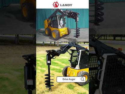 Landy Attachments Auger Drive & Drill Bit | Auger Diameter 9" | Drill Pipe Length 45" | 20 GPM | For Skid Steers