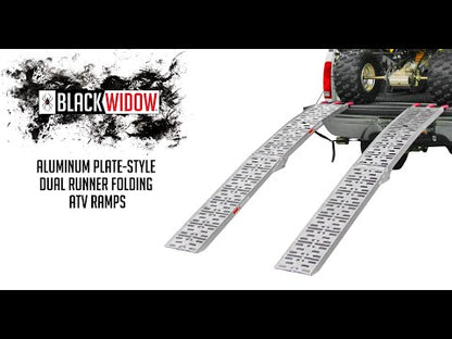 Black Widow Arched Folding Dual Runner ATV Ramps | Model AFP-9012-2 | Size 7'6" Length x 11.1" Width | Capacity 1,500 lb. | Horsepower 4 To 90+ HP | For ATV & UTV Loading